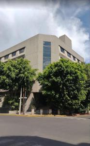 a large building with trees in front of it at Uniko Living Roma in Mexico City