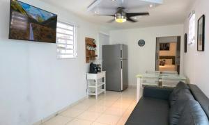 ein Wohnzimmer mit Couch und Kühlschrank in der Unterkunft Oscar Building - Apto#1 in San Juan