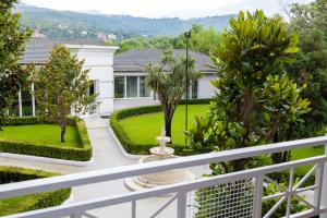 a view from the balcony of a house with a garden at Hotel Tragjasi in Orikum