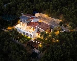 an overhead view of a house with lights at Casa Clementina Marciano in Massa Lubrense