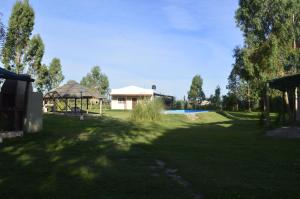 a yard with a pool and a house and trees at Ecos del Valle in San Rafael