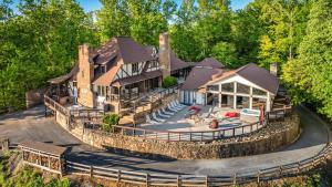 an aerial view of a large house with a deck at Mountain View Mansion in Gatlinburg