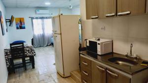 a kitchen with a refrigerator and a sink at El Amanecer 7 12 in Charata