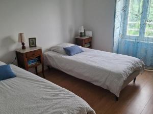 a bedroom with two beds and a window at Gîte spacieux à Sasnières - 2 chambres, jardin, proche des Châteaux de la Loire et Zoo de Beauval - FR-1-491-340 in Sasnières