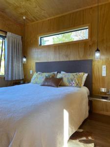 PuhoiPuhoi Studio的一间带大床的卧室，带窗户