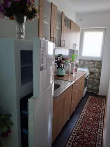 a kitchen with a white refrigerator and a sink at Jasmir in Bihać