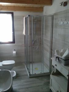 a bathroom with a shower with a toilet and a sink at B&B La Casa Bianca di Porto Conte in Porto Conte