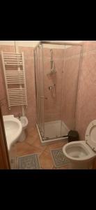 a bathroom with a shower and a toilet and a sink at 80vogliadirelax in Rome