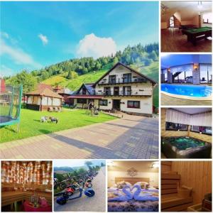 a collage of pictures of different houses and buildings at Pensiunea Select Moeciu in Moieciu de Sus