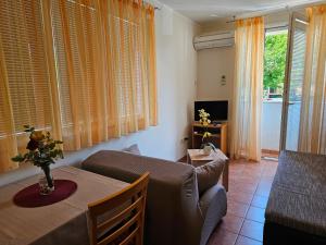 a living room with a table and a couch at Family Apartments Suzi in Rovinj