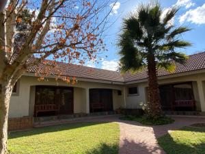 una casa con una palmera en el patio en Lakeside Guest House, en Lichtenburg