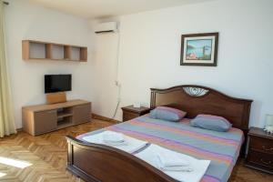 a bedroom with a bed and a tv in it at Apartments Mirko in Ulcinj