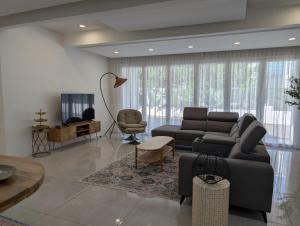 a living room with a couch and a tv at Luxury Tropical Bungalow in Damansara Golden Core in Kuala Lumpur +14 photos