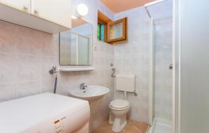 a bathroom with a toilet and a sink and a shower at Villa Draga by Villas Guide in Mošćenička Draga +11 photos