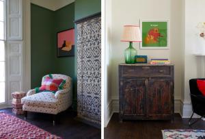 a living room with a chair and a dresser at Artist Residence Brighton in Brighton & Hove +93 photos