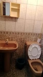 a bathroom with a toilet and a sink at HOTEL LIVRAMENTO Maceió in Maceió