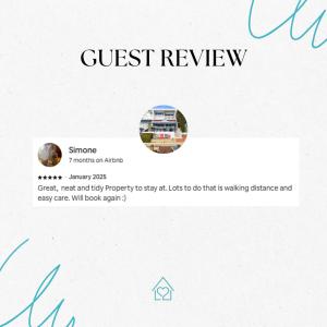 uno screenshot di una lettera di recensione di un ospite con un testo di recensione di un ospite di Canal Villa & Jetty-dolphin Views Walk-beachtown a Mandurah