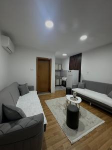 a living room with a couch and a table at Apartmani Kostić Gračanica-Kosovo in Gracanica
