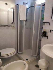 a bathroom with a shower and a toilet and a sink at Delizioso appartamento a Capri in Capri