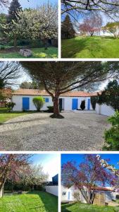 Cuatro imágenes diferentes de un árbol en un campo. en Charming house, en Aytré