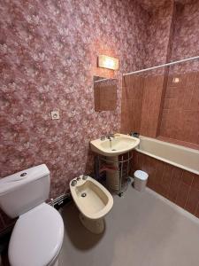 een badkamer met toilet en wastafel bij Appartement Quartier des Mielles Vue mer in LʼIsle-Saint-Cast