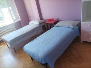 トリノにあるThe Big Threeの窓のある部屋にツインベッドが2台