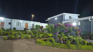 a garden in front of a building at night at U And I GuestHouse in Empangeni