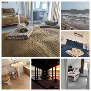 ペイントンにあるPreston Beach Houseのベッドルームとベッドのコラージュ