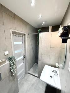 Kúpeľňa v ubytovaní Eklektika Apartman Balatonalmádi