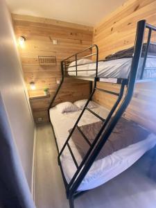 a bunk bed room with two bunk beds in a cabin at Résidence Le Bois D'aurouze - Studio pour 4 Personnes MAE-8684 in Le Dévoluy