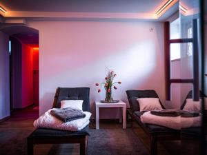 Posezení v ubytování "Spitzhausblick" in het Huis Felix