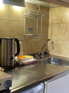 a kitchen counter with a sink and a mixer at Studio 4 pax, Edificio Cirrus 950 in Las Lenas