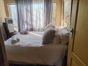 a bedroom with a bed with pillows and a window at Mali Mali Safari Lodge House 5 in Hoedspruit +11 photos