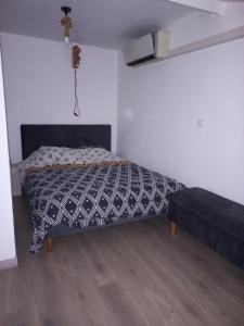 a bedroom with a bed and a couch in it at Appartement T2 Duplex 50m2, Marseillan Etang Thau, clim, terrasse in Marseillan