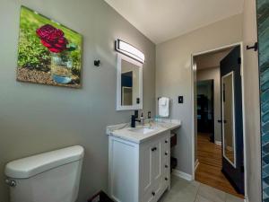 a bathroom with a white toilet and a sink at One Blue Rose in Colorado Springs +10 photos