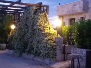 a building with a green wall with a building at La Trullesa Holiday in Alberobello