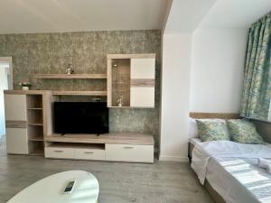 a living room with a tv and a couch at Nucleo Pipera in Voluntari