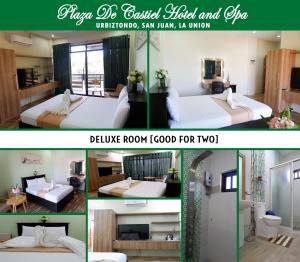 a collage of three pictures of a hotel room at Plaza De Castiel Hotel in San Juan