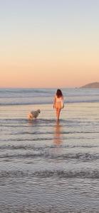 コスタ・カルマにあるWelooveyou Ocean'sの海岸散歩の女と犬