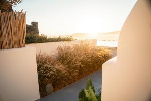 a view of the beach from a house at Divino Caldera in Akrotiri