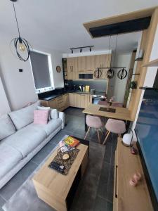 a living room with a couch and a table at Apartman Šišarka Dva Divčibare in Divčibare
