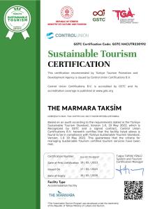 Um certificado, prêmio, placa ou outro documento exibido em The Marmara Taksim