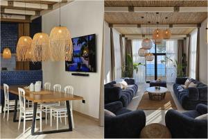 BrcaにあるHigh-End Villa with Private Beach Accessのテーブルとダイニングルームのあるリビングルーム +19枚の写真