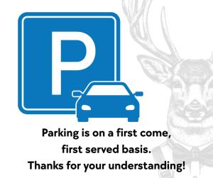 a parking sign with a deer and a car at The White Hart Hotel Witham in Witham +26 photos