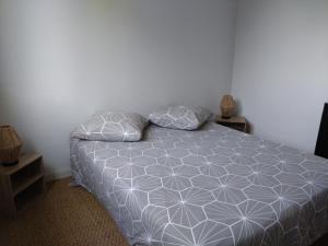 1 dormitorio con 1 cama y 2 almohadas en Superbe haut de villa, en La Seyne-sur-Mer