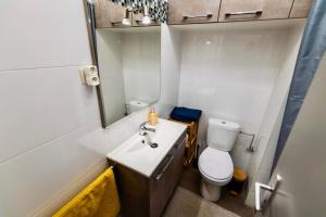 une petite salle de bain avec toilettes et lavabo dans l'établissement Studio Cosy Centre ville, à Wissembourg