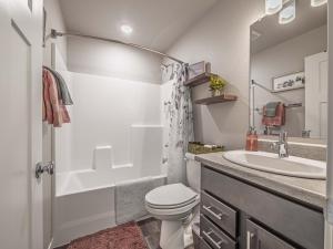 a bathroom with a toilet and a sink at Isaac's Nook in the Hills in Rapid City +14 photos