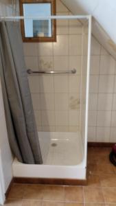 a shower with a glass door in a bathroom at Chez David et Sonia 2 in Éguzon-Chantôme
