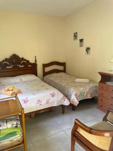 a bedroom with two beds and a dresser at Cantinho da Paz in Miguel Pereira