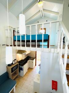 a room with a bunk bed in a house at Hidden Gem at Kiani Beach in Kalyves